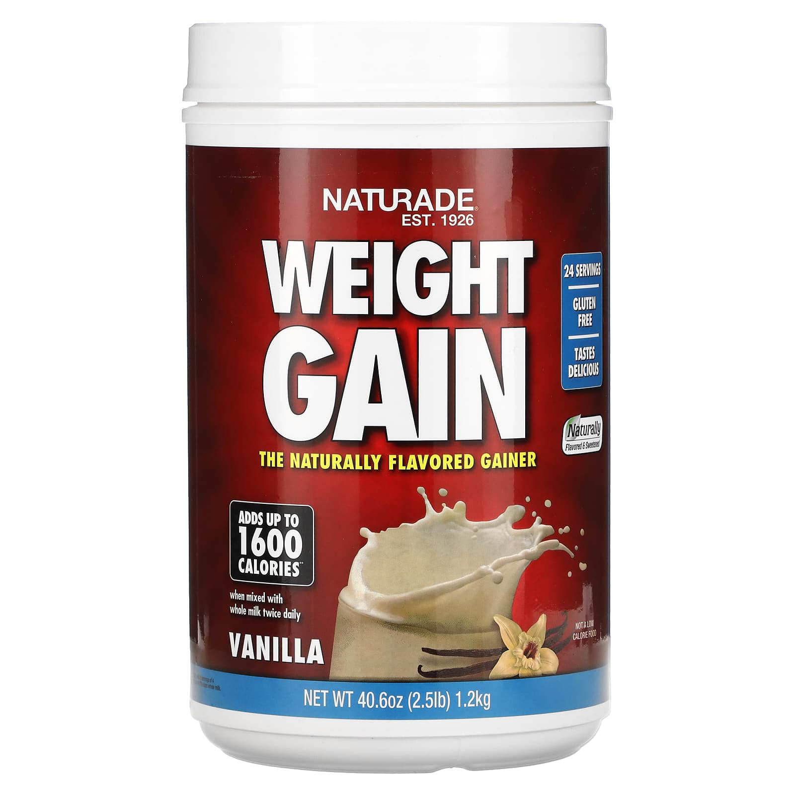 Naturade, Weight Gain Powder Sugar Free Vanilla, 40 Oz UPC 079911026638 | Hilife Vitamins