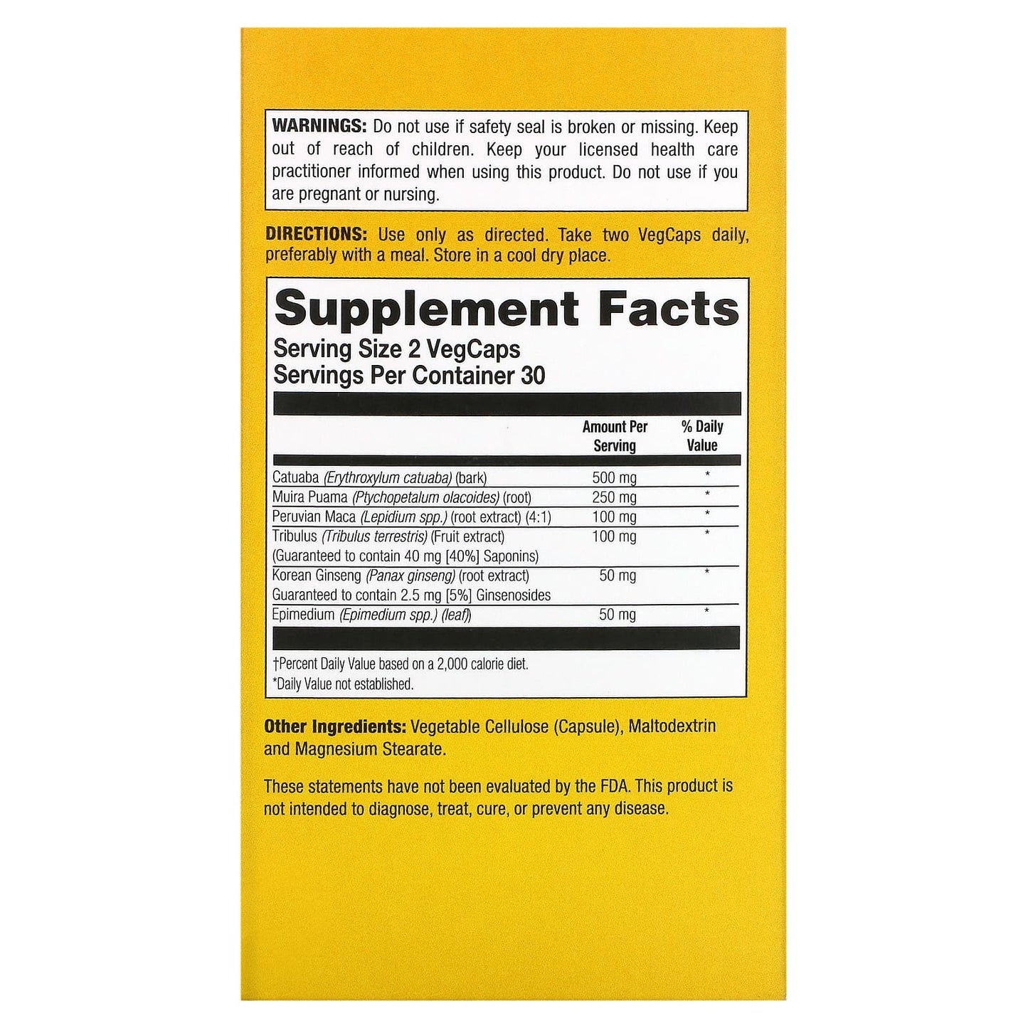 Natural Balance, Catuaba 500 PowerMax, 60 Capsules UPC 047868840607 | HiLife Vitamins