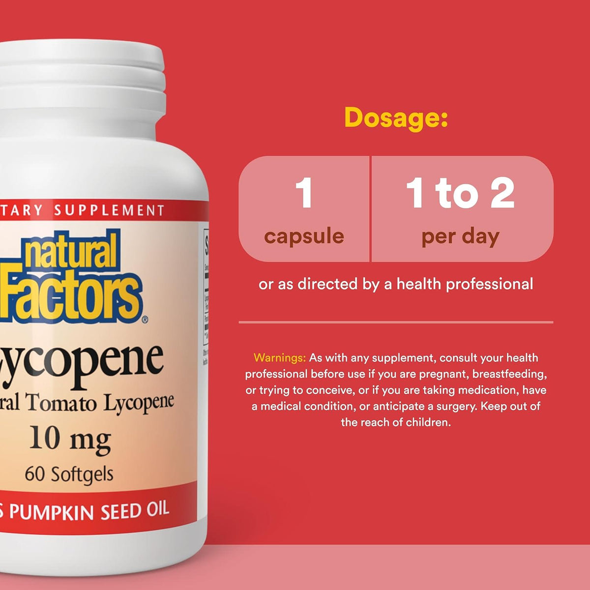 Natural Factors, Lycopene, 10 mg, 60 Softgels UPC 068958010168 | Hilife Vitamins