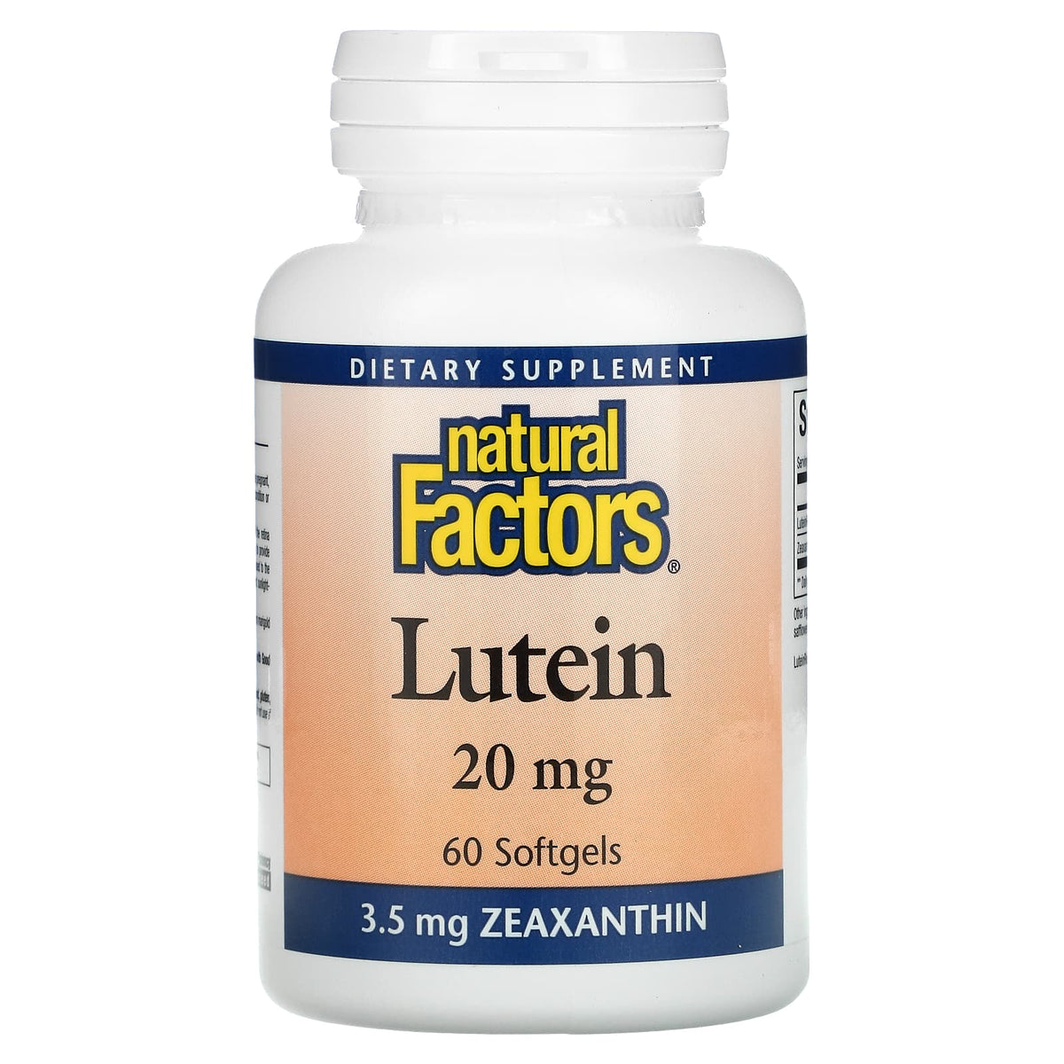 Natural Factors, Lutein, 20 mg, 60 Softgels UPC 068958010328 | Hilife Vitamins