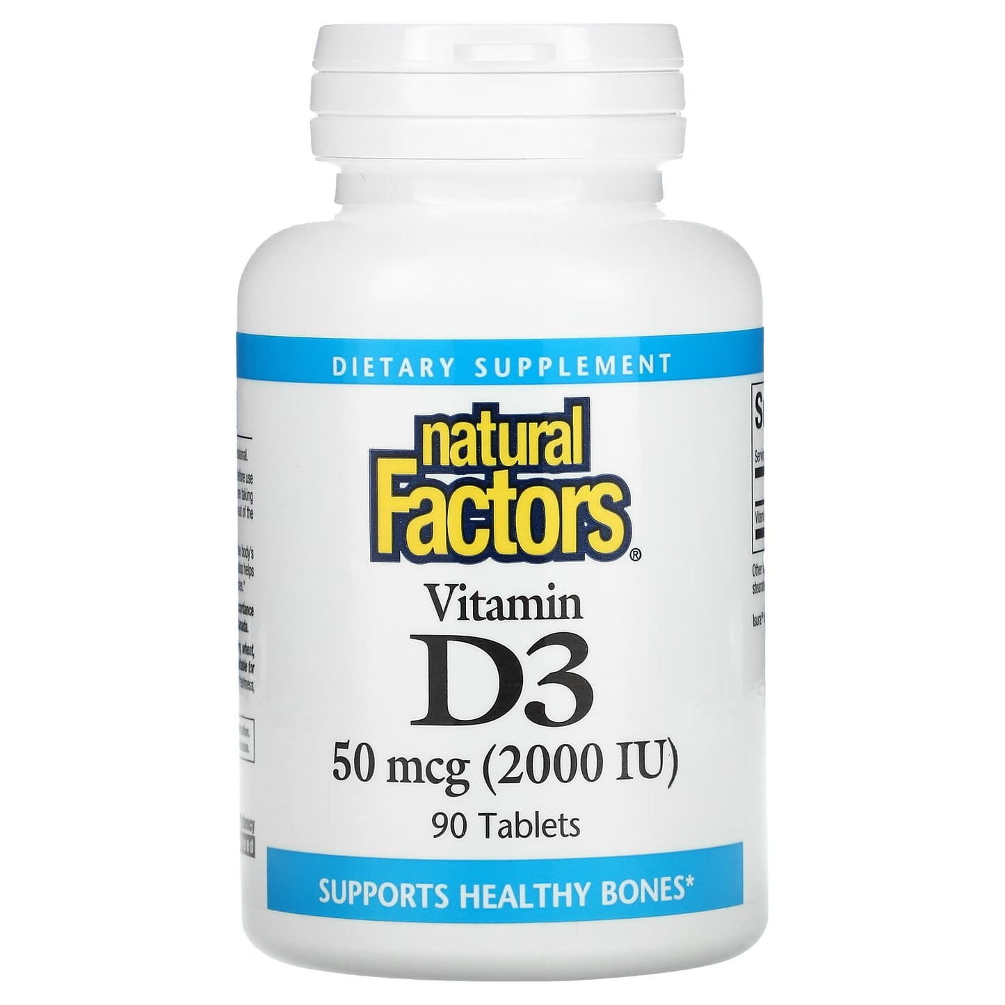 Natural Factors, Vitamin D3, 50 mcg (2,000 IU), 90 Tablets UPC 068958010526 | Hilife Vitamins
