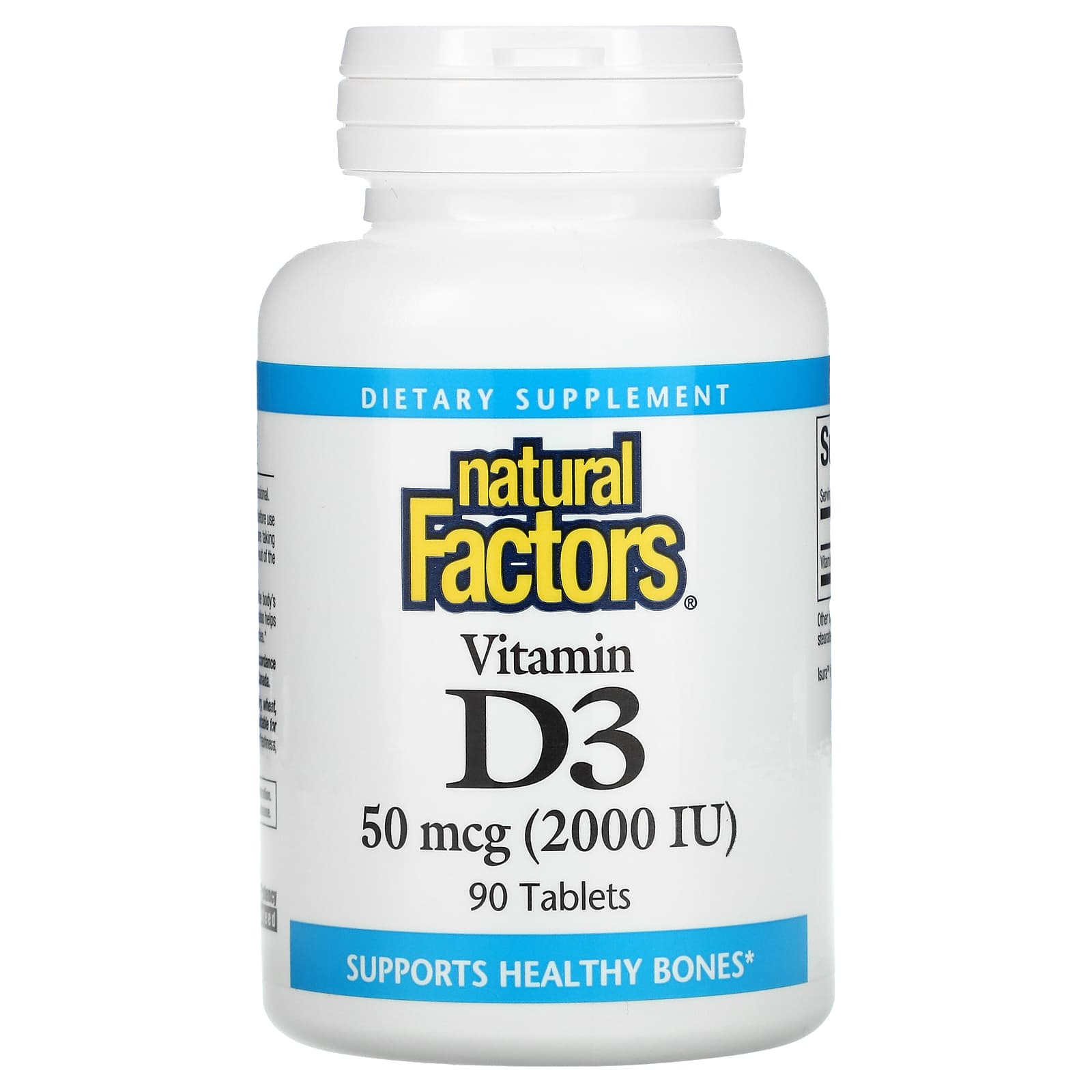 Natural Factors, Vitamin D3, 50 mcg (2,000 IU), 90 Tablets UPC 068958010526 | Hilife Vitamins