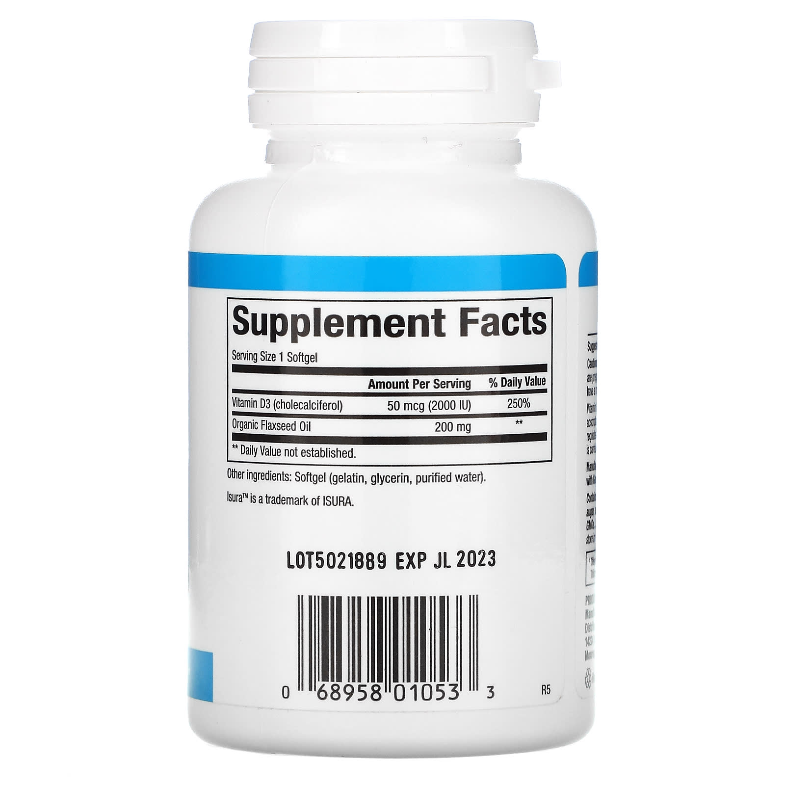 Natural Factors, Vitamin D3, 50 mcg (2,000 IU), 120 Softgels UPC 068958010533 | Hilife Vitamins