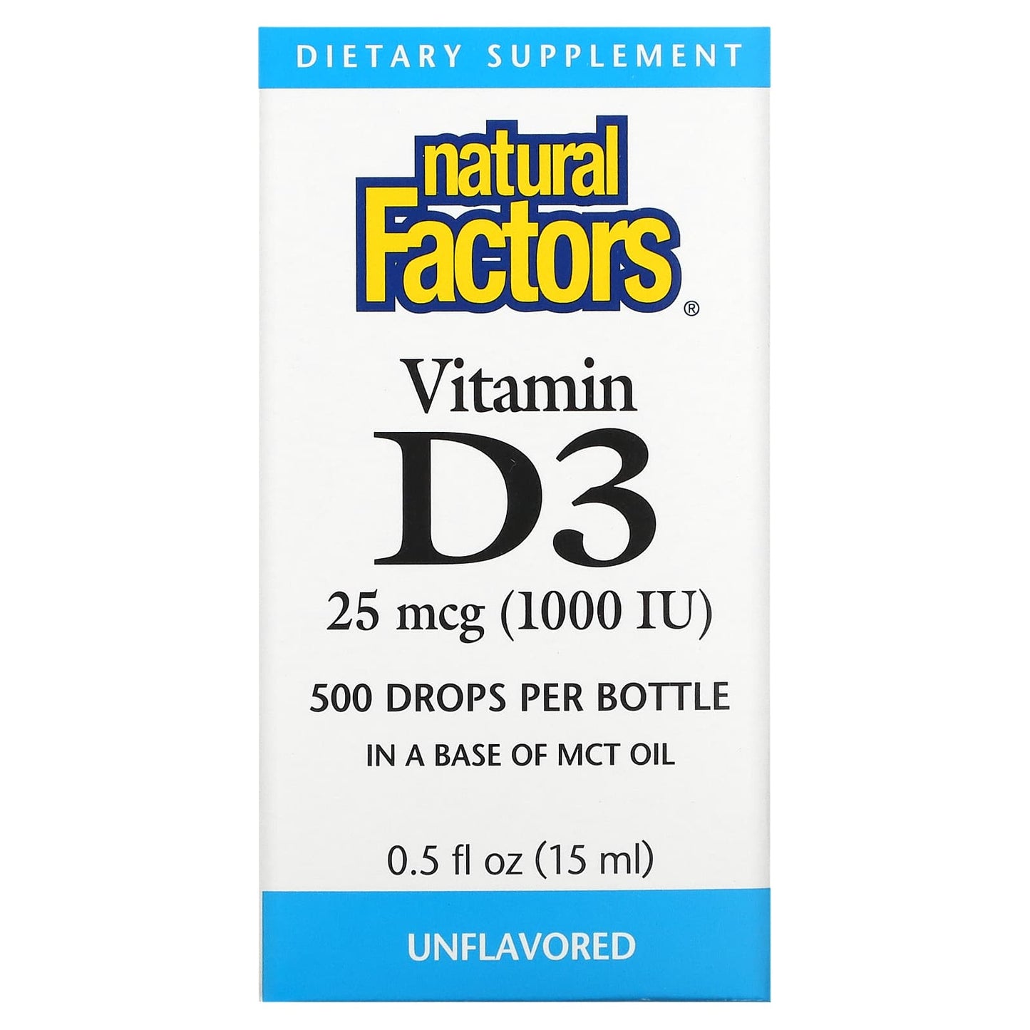 Natural Factors, Vitamin D3 Drops, Unflavored, 25 mcg (1, 5.3 Oz UPC 068958010557 | Hilife Vitamins