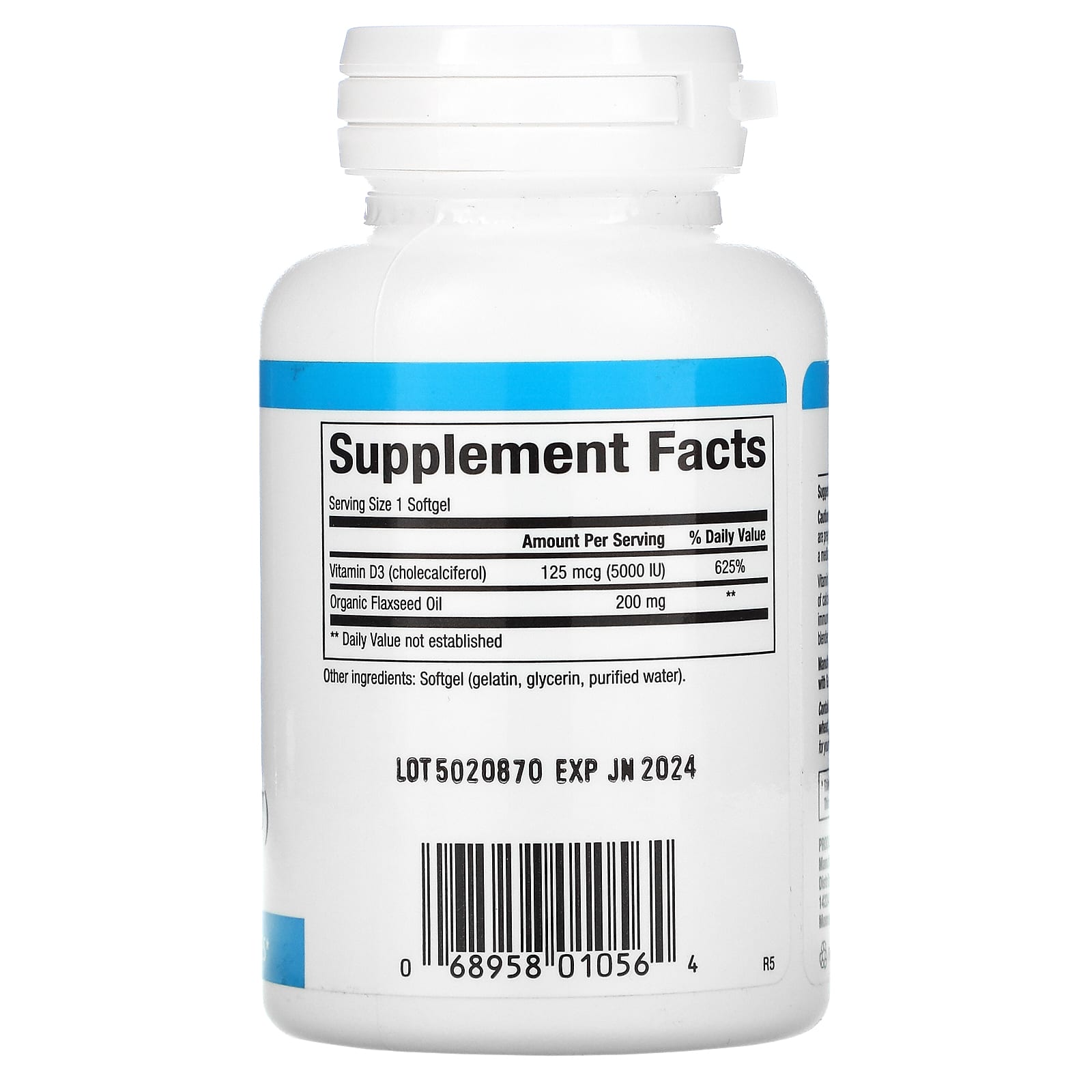 Natural Factors, Vitamin D3, 125 mcg (5,000 IU), 120 Softgels UPC 068958010564 | Hilife Vitamins