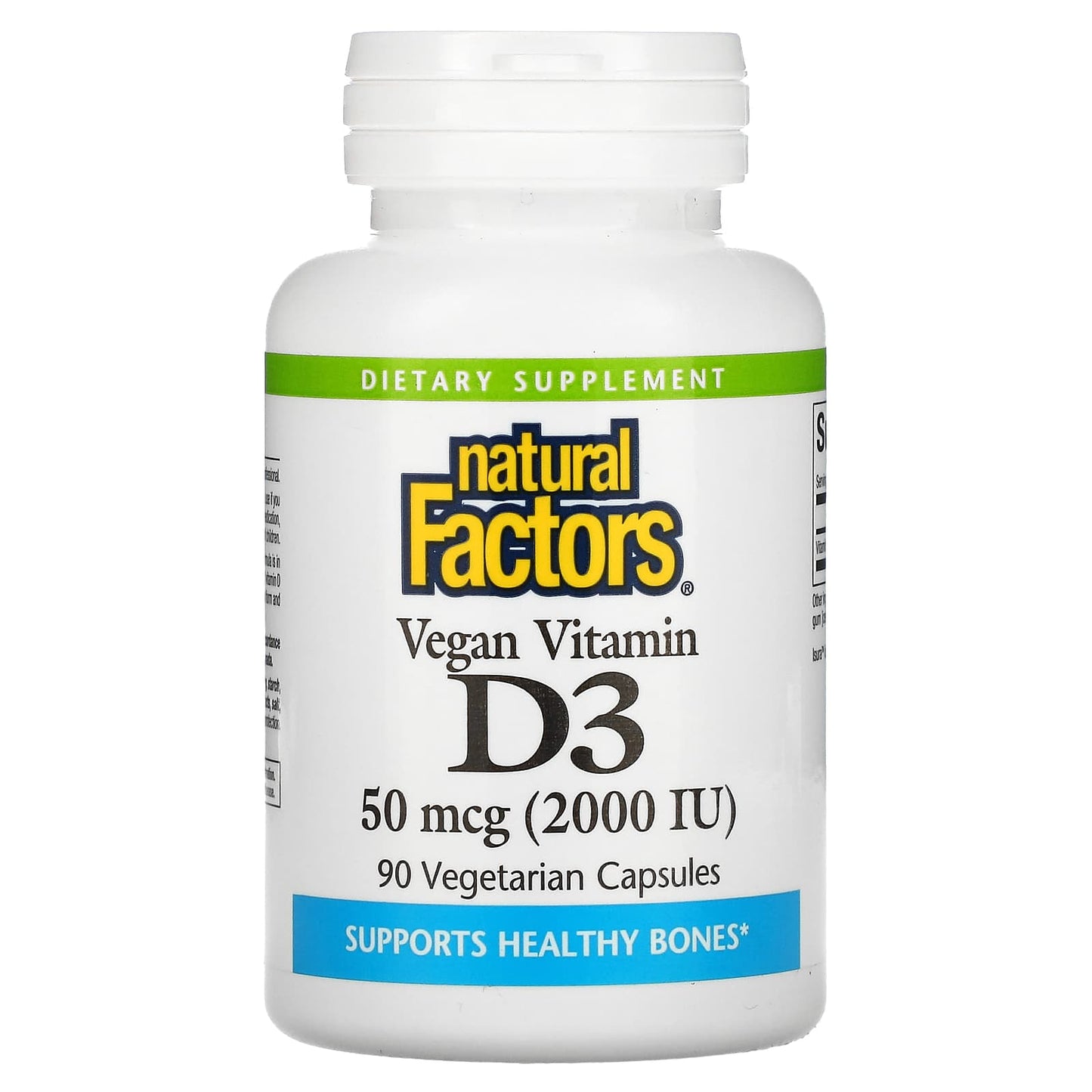 Natural Factors, Vegan Vitamin D3, 50 mcg (2,000 IU), 90 Vegetarian Capsules UPC 068958010687 | Hilife Vitamins