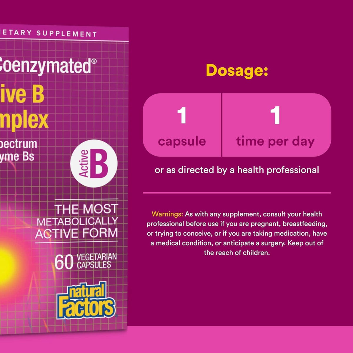Natural Factors, BioCoenzymated, Active B Complex, 60 Vegetarian Capsules UPC 068958011325 | Hilife Vitamins