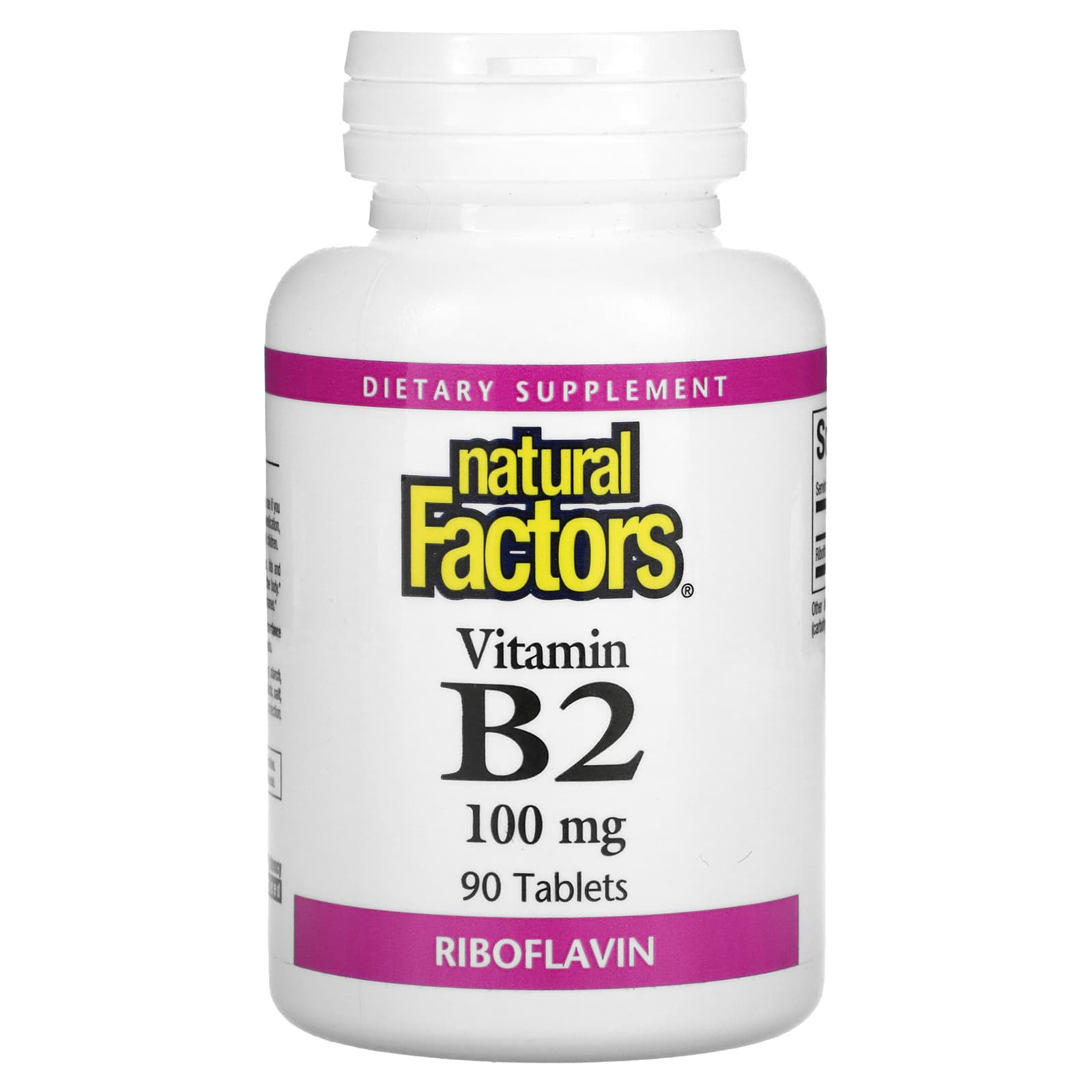Natural Factors, Vitamin B2, Riboflavin, 100 mg, 90 Tablets UPC 068958012155 | Hilife Vitamins