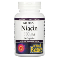Natural Factors, No Flush Niacin, 500 mg, 90 Capsules UPC 068958012230 | Hilife Vitamins