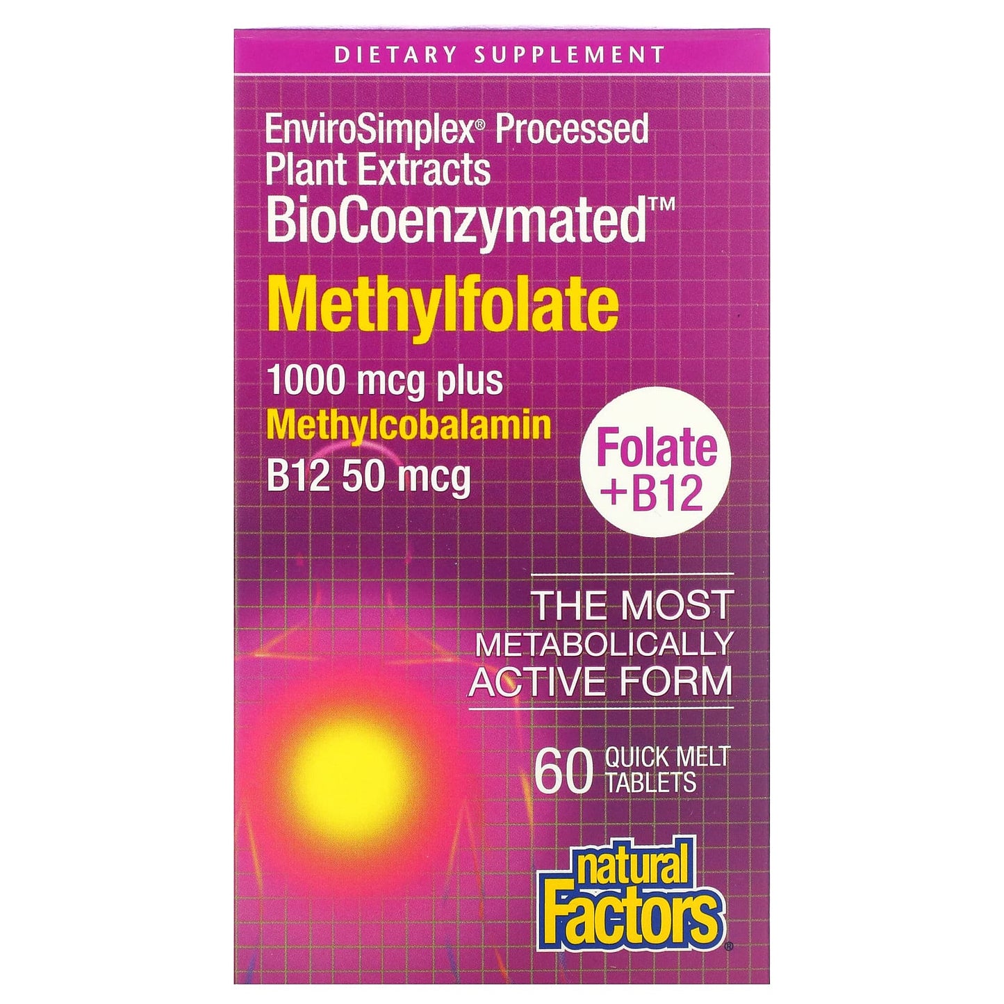 Natural Factors, BioCoenzymated, Methylfolate, 1,000 mcg, 60 Tablets UPC 068958012414 | Hilife Vitamins