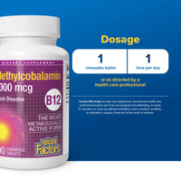 Natural Factors, B12, Methylcobalamin, 1,000 mcg, 90 Chewables UPC 068958012421 | Hilife Vitamins