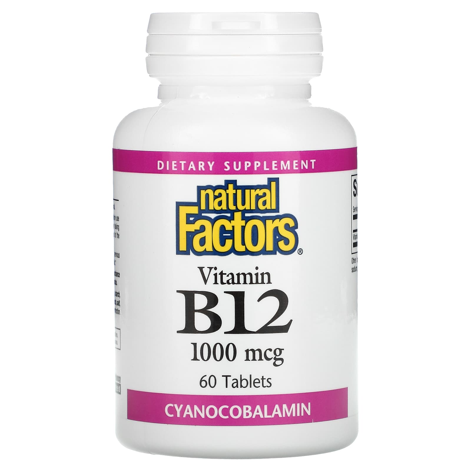 Natural Factors, Vitamin B12, 1,000 mcg, 60 Tablets UPC 068958012452 | Hilife Vitamins