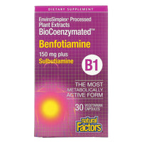 Natural Factors, Benfotiamine, 30 Vegetarian Capsules UPC 068958012483 | Hilife Vitamins