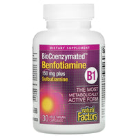 Natural Factors, Benfotiamine, 30 Vegetarian Capsules UPC 068958012483 | Hilife Vitamins