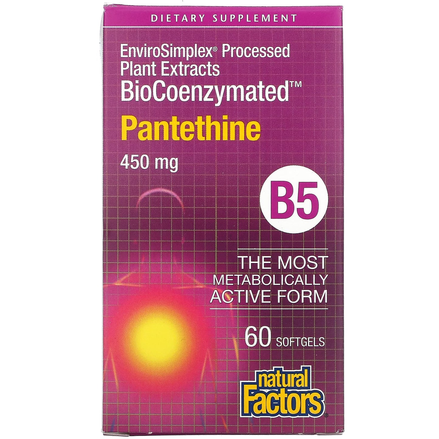Natural Factors, BioCoenzymated, B5, Pantethine, 450 mg, 60 Softgels UPC 068958012506 | Hilife Vitamins