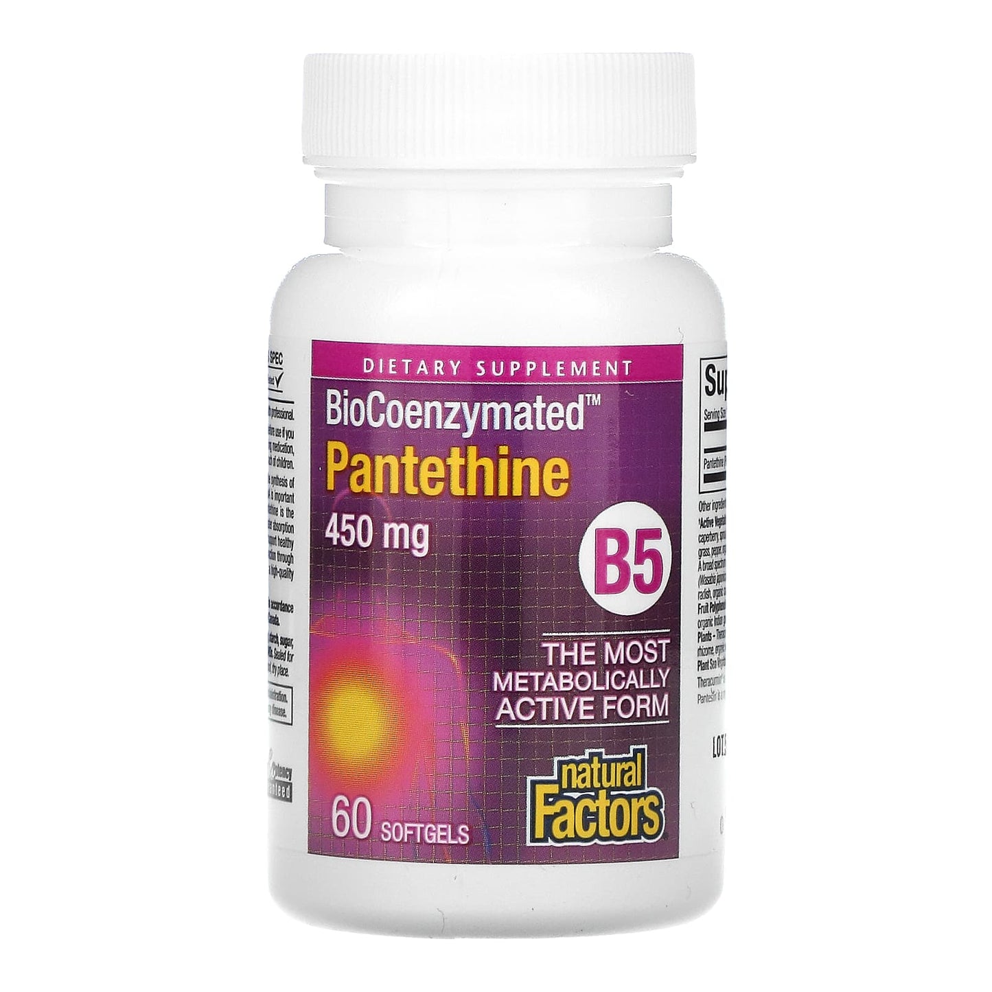 Natural Factors, BioCoenzymated, B5, Pantethine, 450 mg, 60 Softgels UPC 068958012506 | Hilife Vitamins