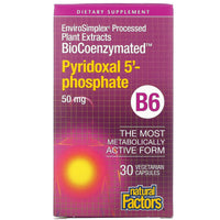Natural Factors, Biocoenzymated Pyridoxal 5'-Phosphate 50 mg, 30 Vegetarian Capsules UPC 068958012520 | Hilife Vitamins