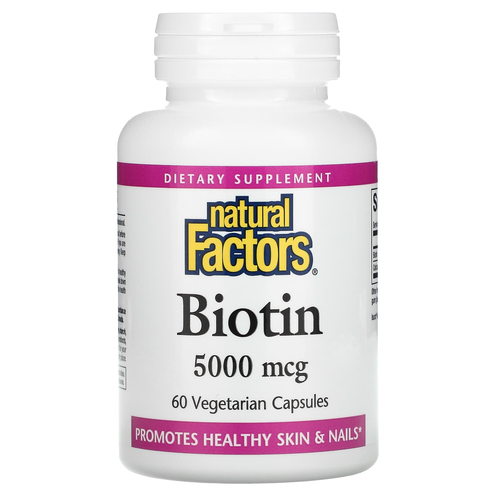 Natural Factors, Biotin, 5,000 mcg, 60 Capsules UPC 068958012629 | Hilife Vitamins