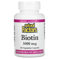 Natural Factors, Biotin, 5,000 mcg, 60 Capsules UPC 068958012629 | Hilife Vitamins