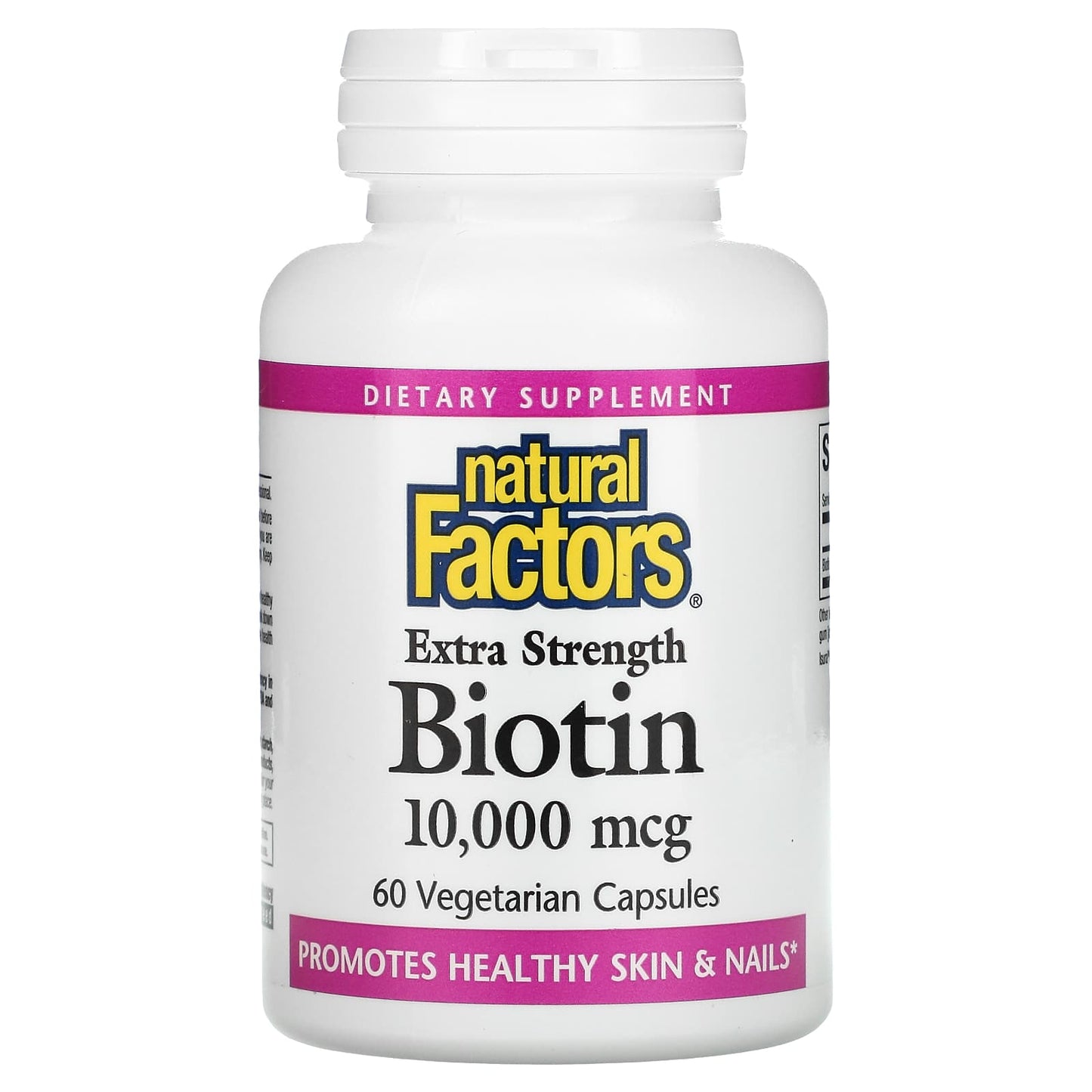 Natural Factors, Extra Strength Biotin, 10,000 mcg, 60 Capsules UPC 068958012636 | Hilife Vitamins