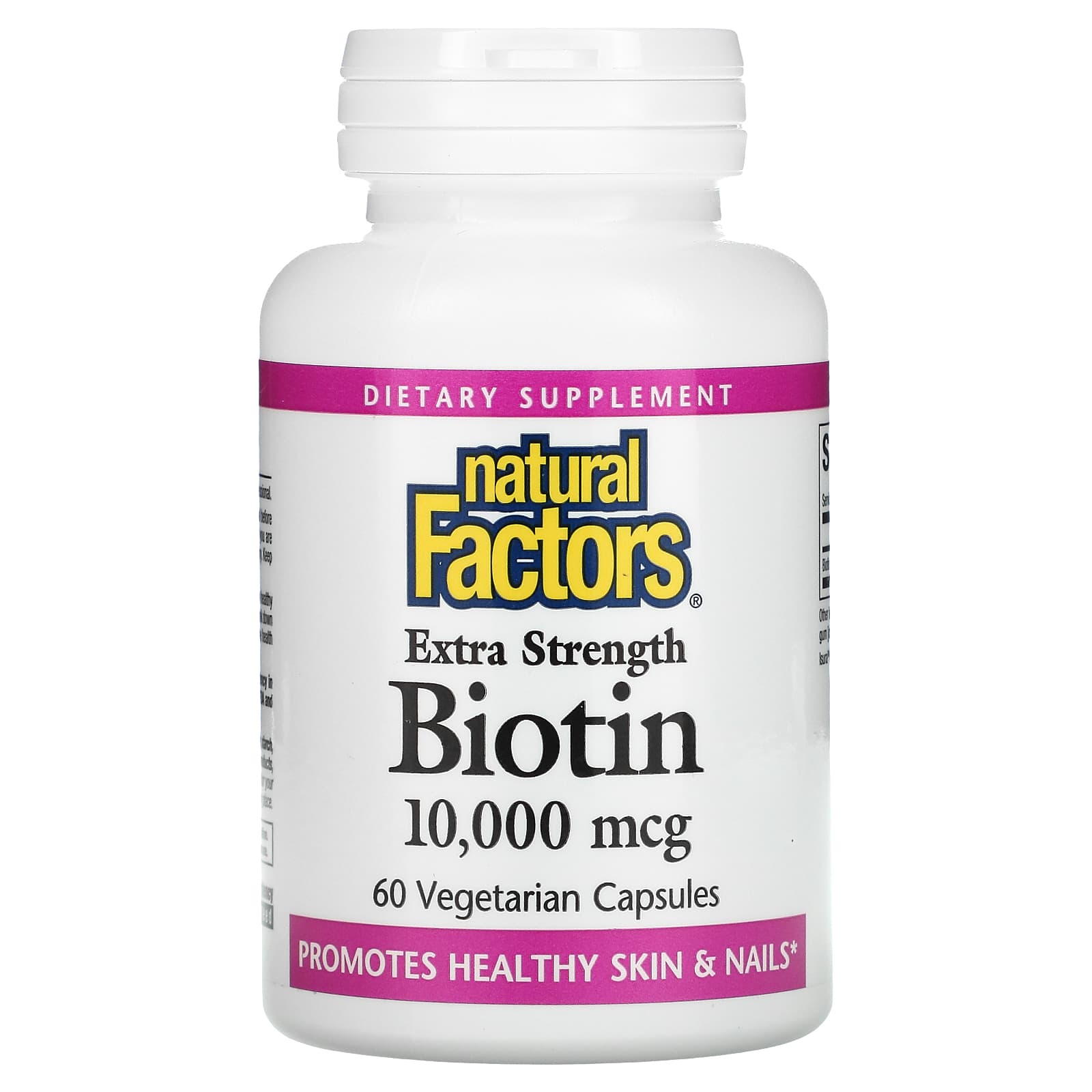 Natural Factors, Extra Strength Biotin, 10,000 mcg, 60 Capsules UPC 068958012636 | Hilife Vitamins