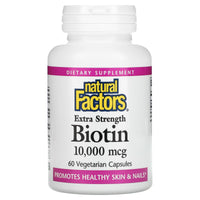Natural Factors, Extra Strength Biotin, 10,000 mcg, 60 Capsules UPC 068958012636 | Hilife Vitamins