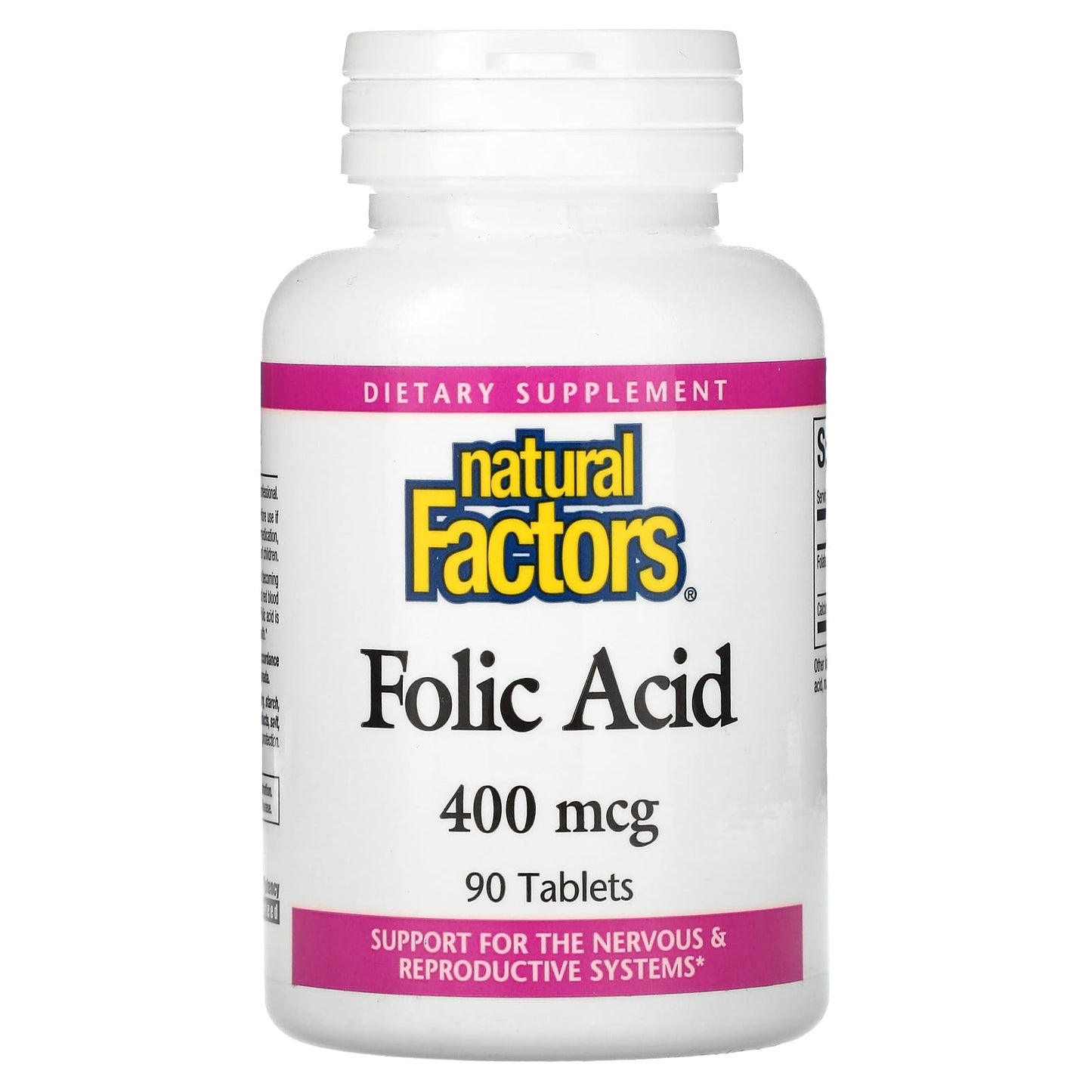 Natural Factors, Folic Acid, 400 mcg, 90 Tablets UPC 068958012728 | Hilife Vitamins