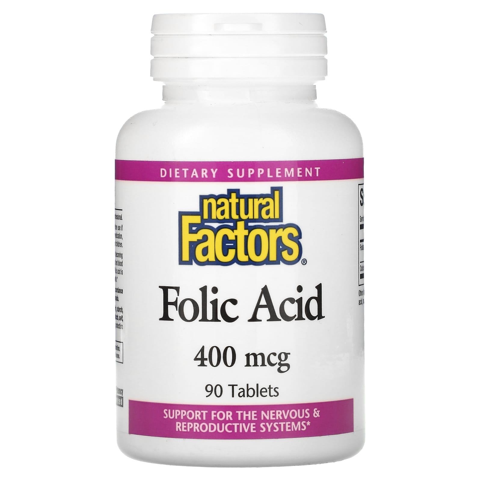 Natural Factors, Folic Acid, 400 mcg, 90 Tablets UPC 068958012728 | Hilife Vitamins