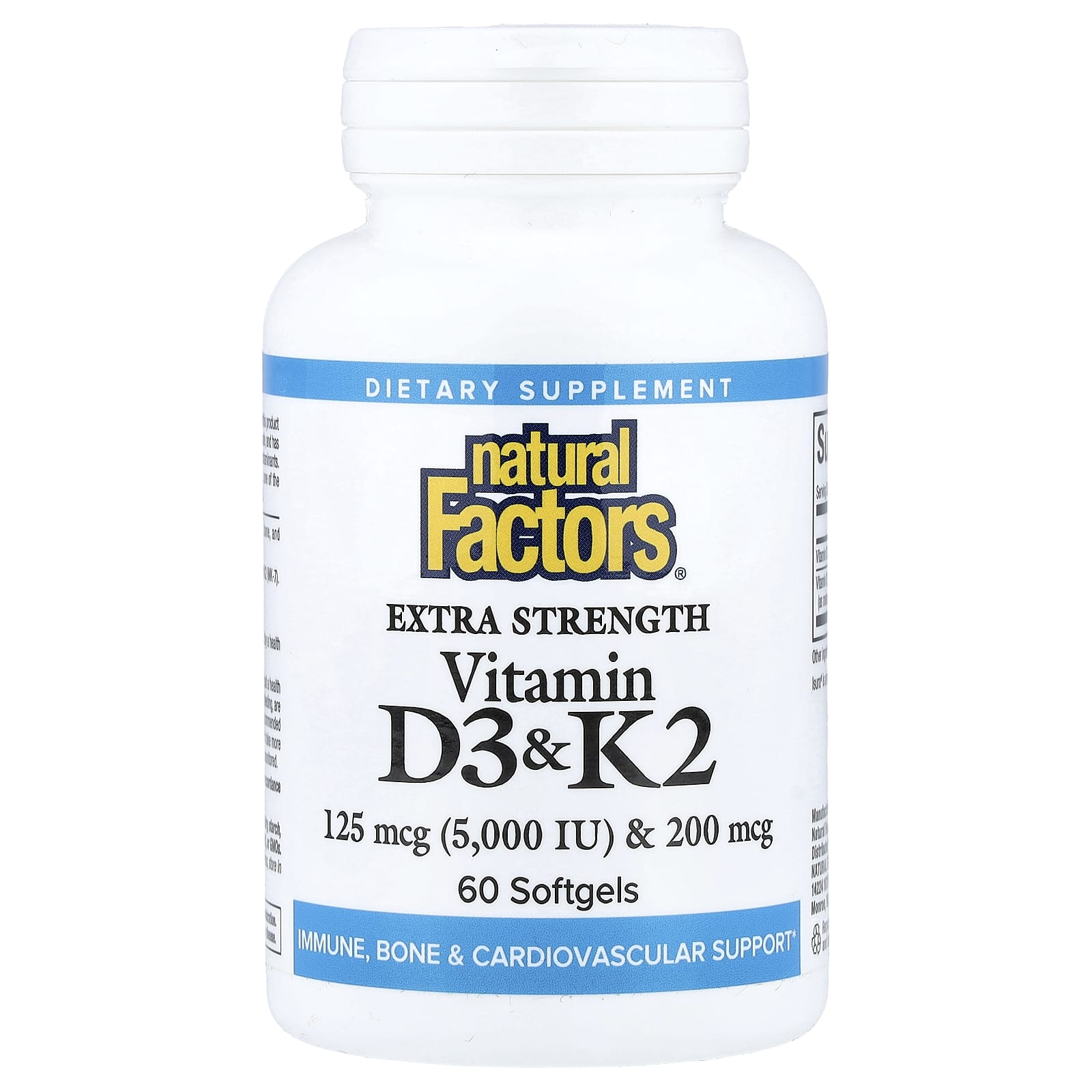 Natural Factors, Vitamin D3 & K2, 60 Softgels UPC 068958012889 | Hilife Vitamins