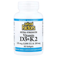 Natural Factors, Vitamin D3 & K2, 60 Softgels UPC 068958012889 | Hilife Vitamins