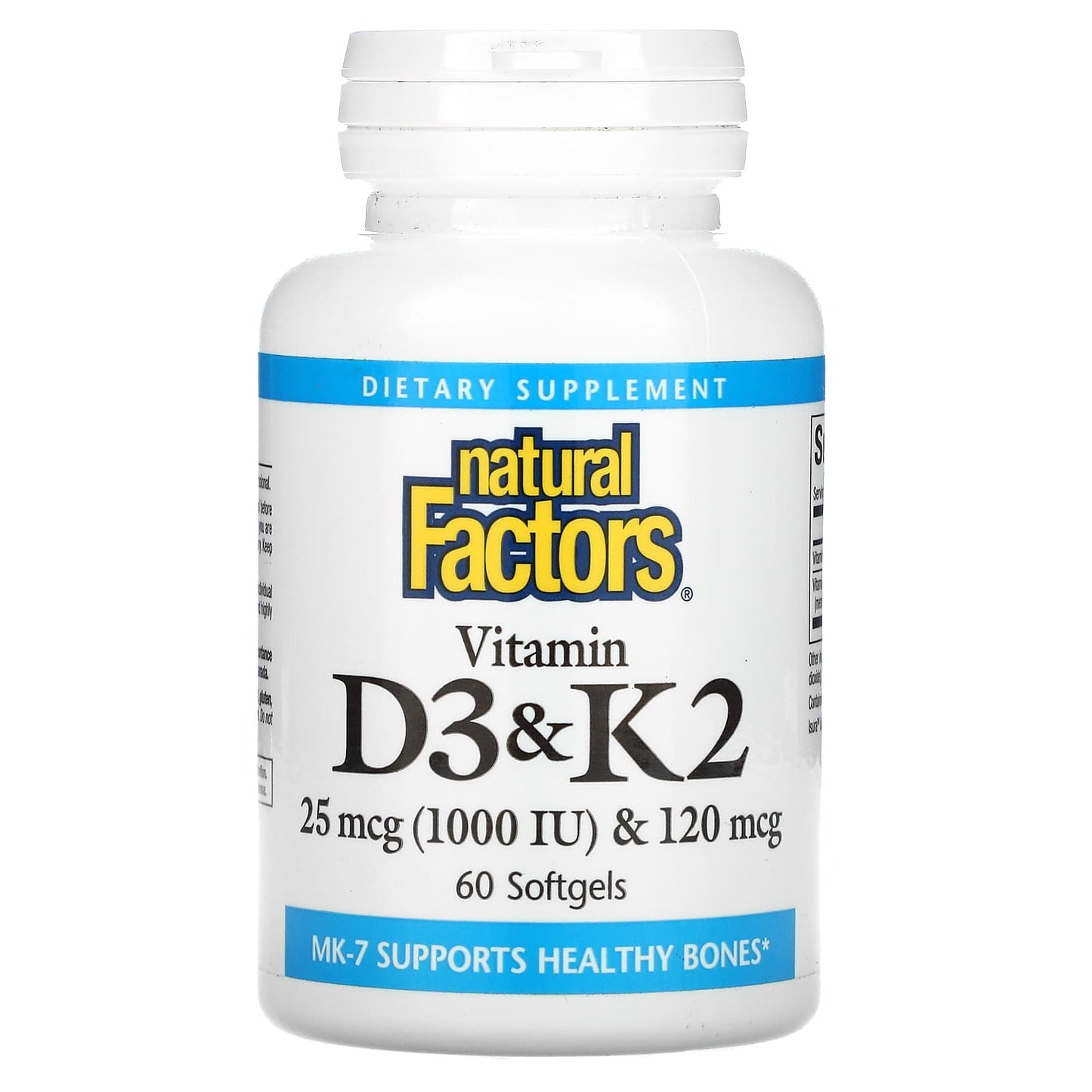 Natural Factors, Vitamin D3 & K2, 60 Softgels UPC 068958012926 | Hilife Vitamins