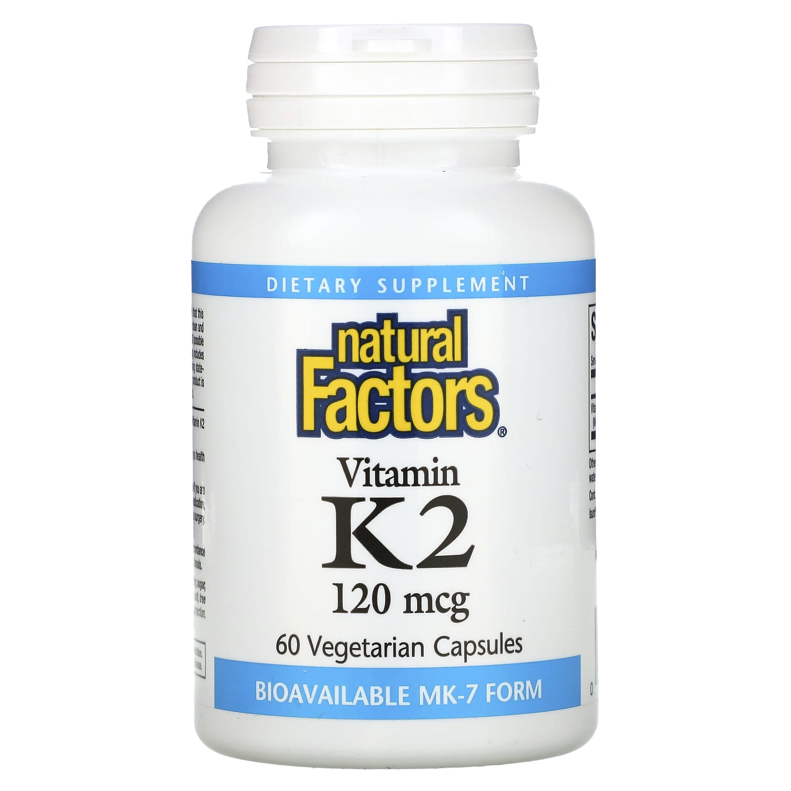 Natural Factors, Vitamin K2, 120 mcg, 60 Vegetarian Capsules UPC 068958012940 | Hilife Vitamins