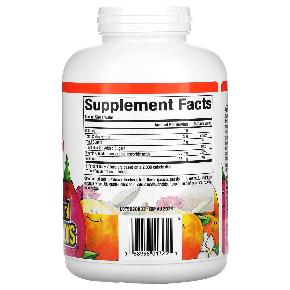 Natural Factors, Fruit-Flavor Chew Vitamin C, Peach, Pas, 180 Chewables UPC 068958013251 | Hilife Vitamins