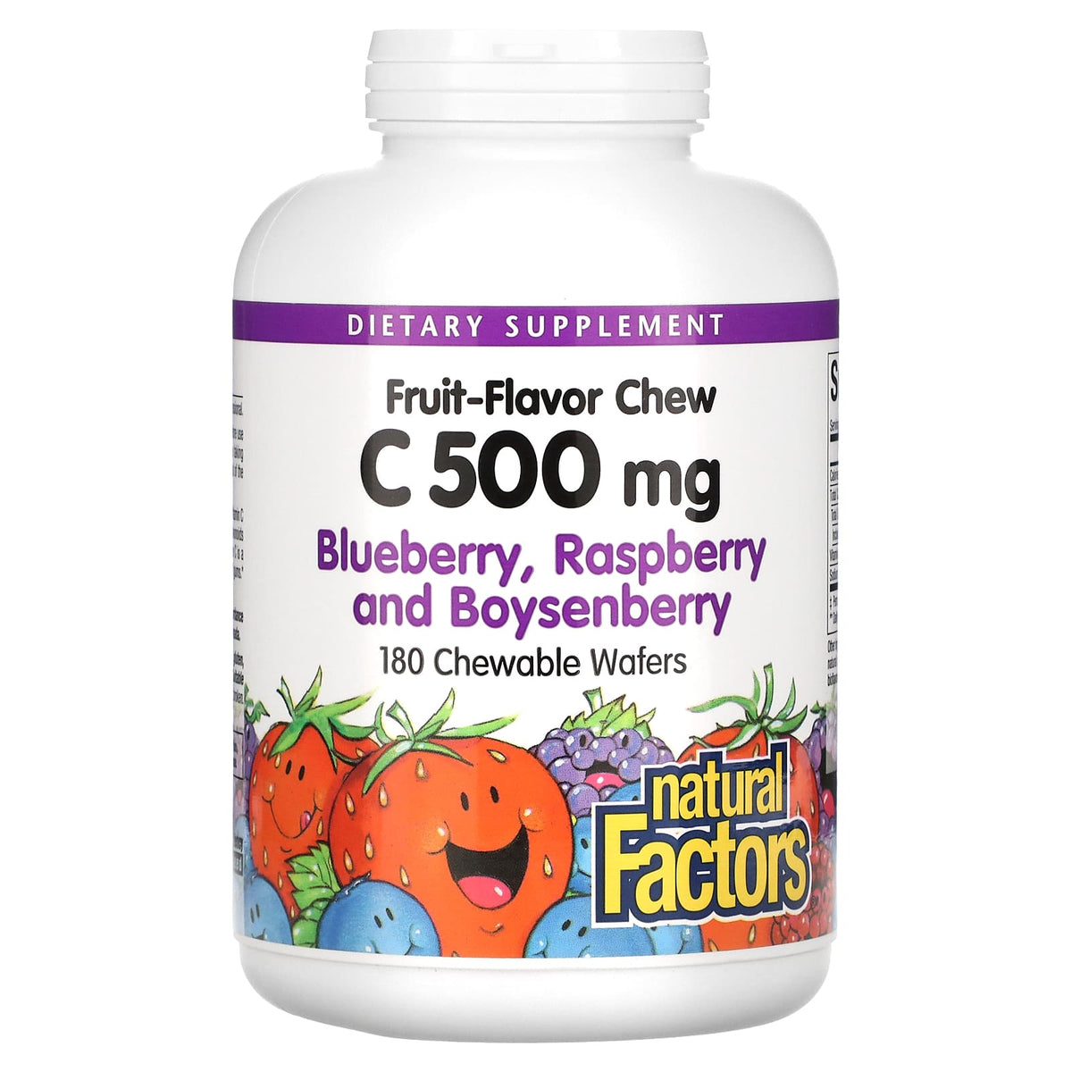 Natural Factors, Fruit-Flavor Chew C, Blueberry, Raspber, 180 Tablets UPC 068958013275 | Hilife Vitamins