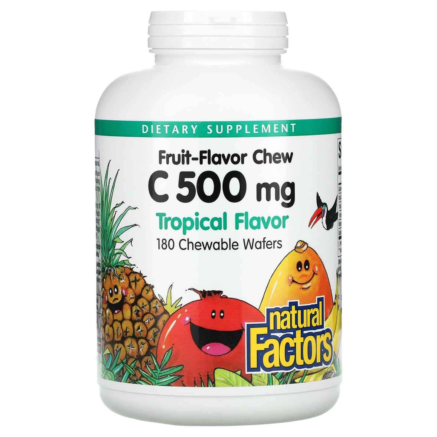 Natural Factors, Fruit-Flavor Chew Vitamin C, Tropical,, 180 Chewable Wafers UPC 068958013299 | Hilife Vitamins