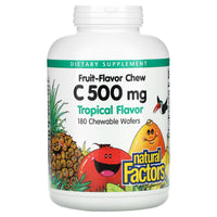 Natural Factors, Fruit-Flavor Chew Vitamin C, Tropical,, 180 Chewable Wafers UPC 068958013299 | Hilife Vitamins