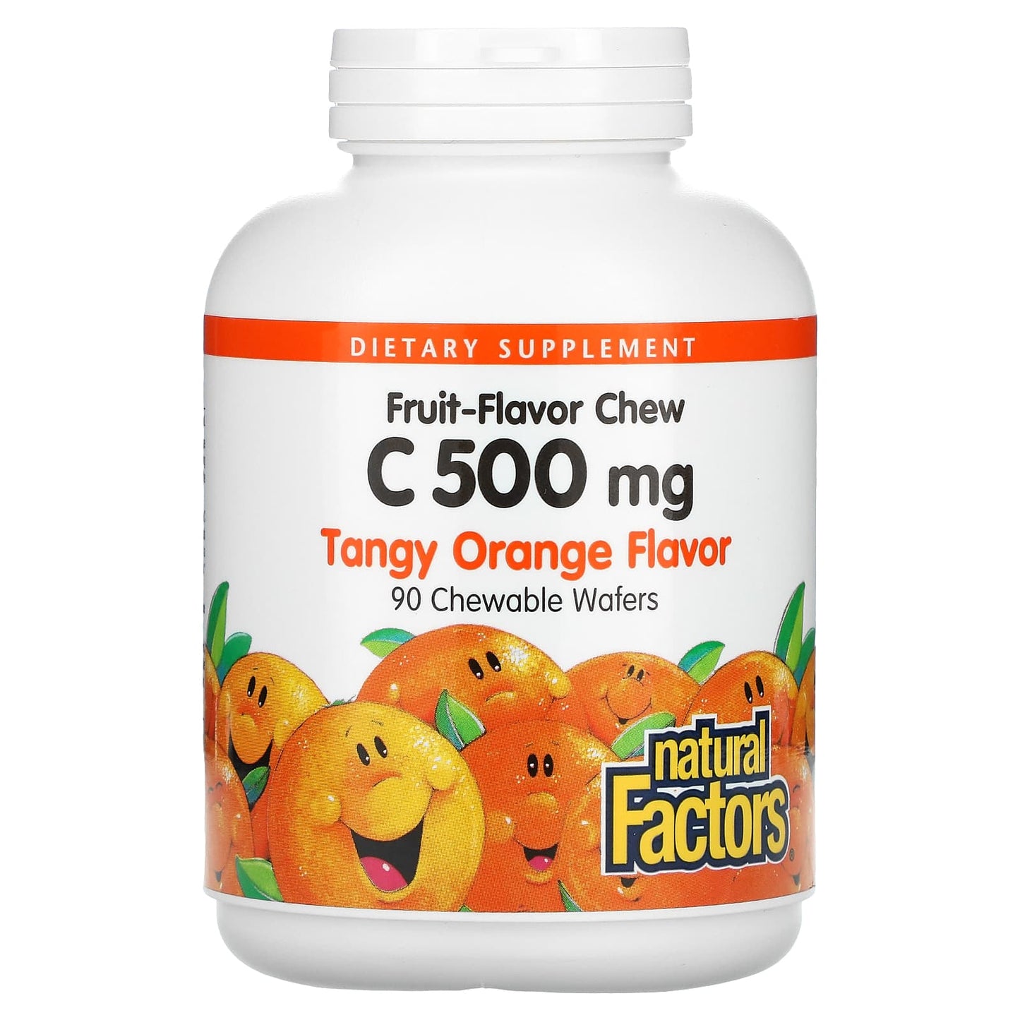 Natural Factors, Fruit-Flavor Chew Vitamin C, Tangy Oran, 90 Chewable Wafers UPC 068958013305 | Hilife Vitamins