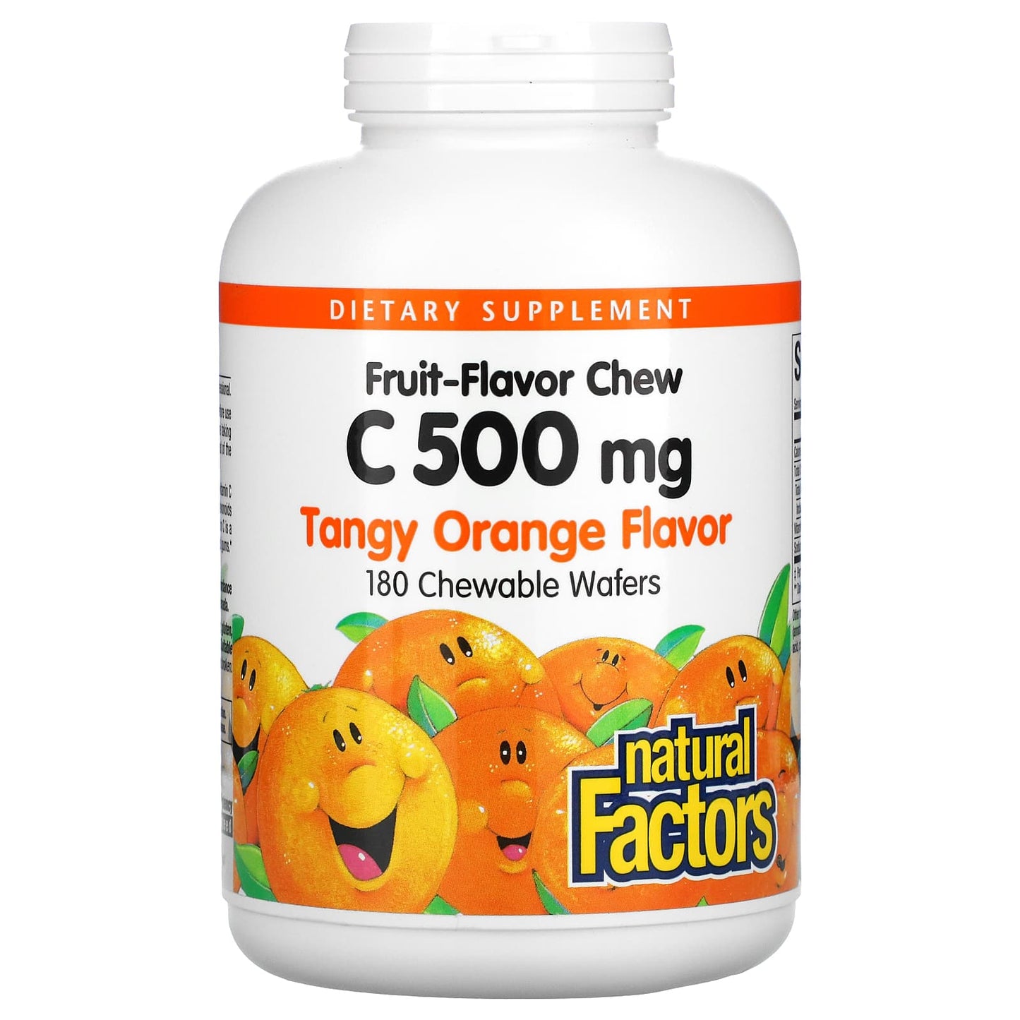 Natural Factors, Fruit-Flavor Chew Vitamin C, Tangy Oran, 180 Chewables UPC 068958013312 | Hilife Vitamins