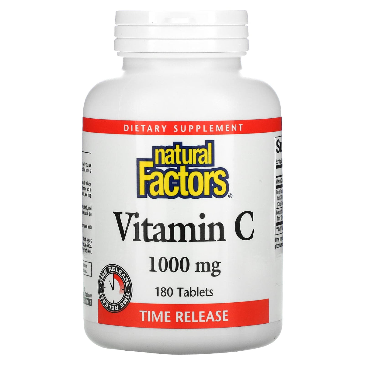 Natural Factors, Vitamin C, Time Release, 1,000 mg, 180 Tablets UPC 068958013428 | Hilife Vitamins