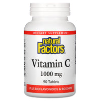 Natural Factors, Vitamin C, Plus Bioflavonoids & Rosehips, 90 tablets UPC 068958013442 | Hilife Vitamins