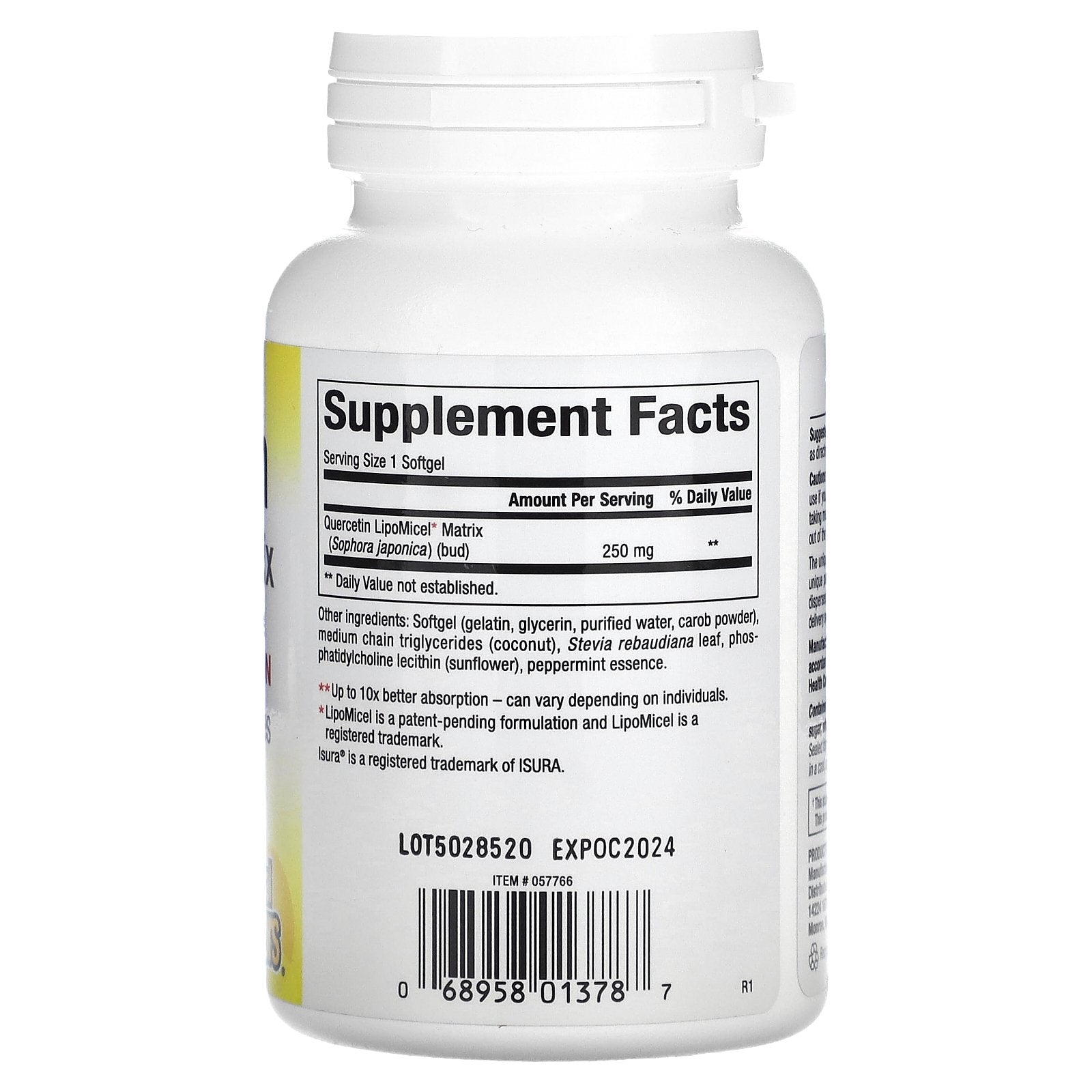 Natural Factors, Quercetin LipoMicel Matrix, 60 Liquid Softgels UPC 068958013787 | Hilife Vitamins