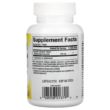 Natural Factors, Quercetin LipoMicel Matrix, 30 Liquid softgels UPC 068958013794 | Hilife Vitamins