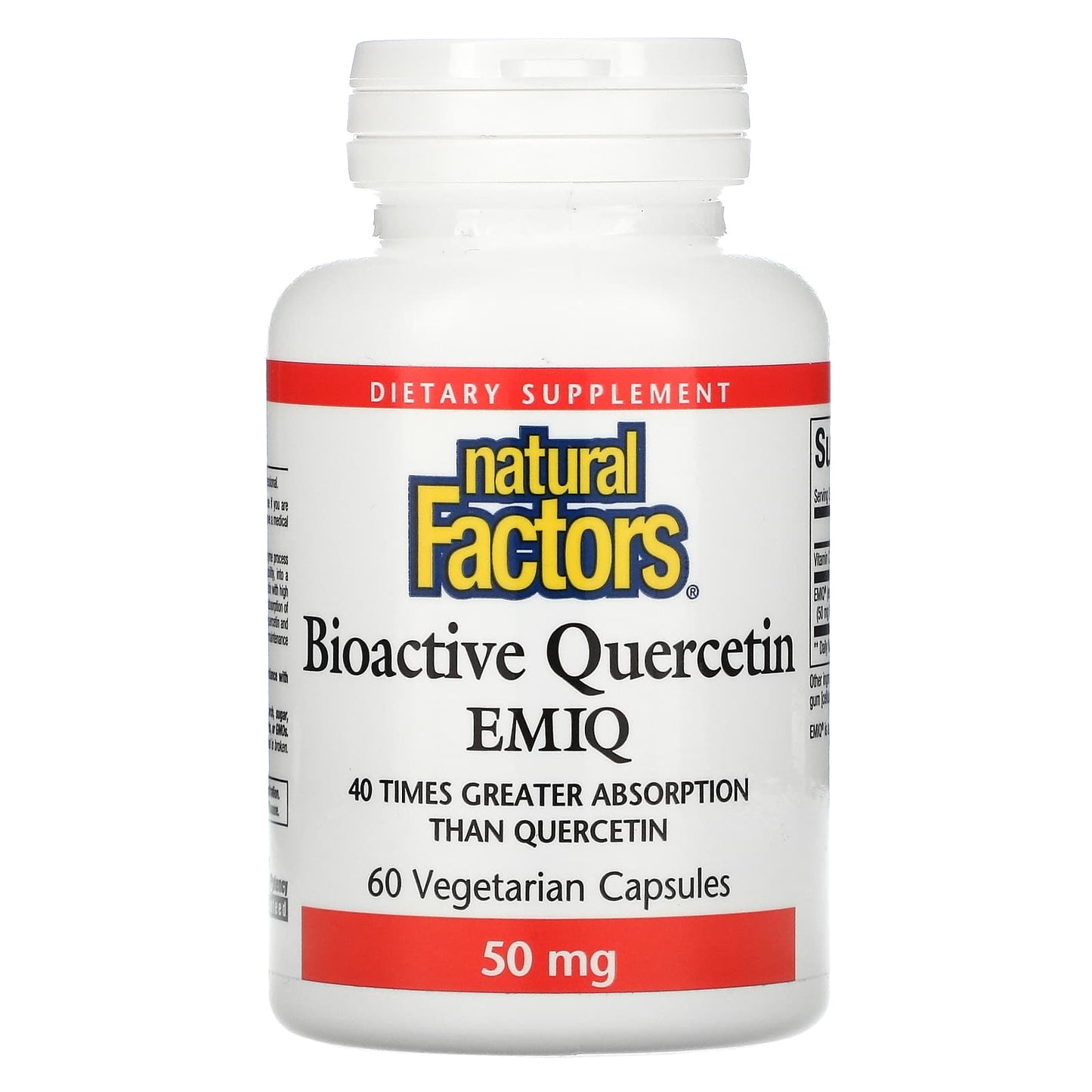 Natural Factors, Bioactive Quercetin EMIQ, 50 mg, 60 Capsules UPC 068958013817 | Hilife Vitamins