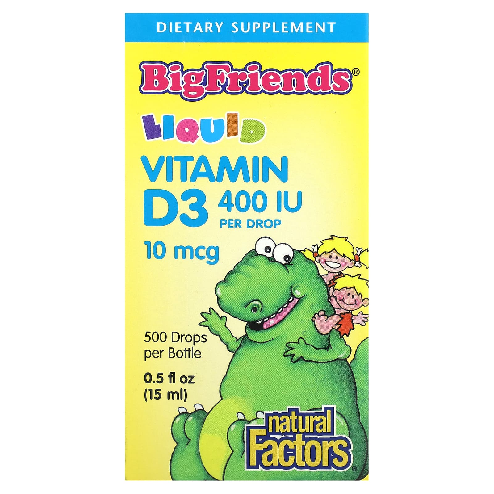 Natural Factors, Big Friends, Liquid Vitamin D3, 10 mcg, 0.5 oz UPC 068958015453 | Hilife Vitamins