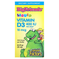 Natural Factors, Big Friends, Liquid Vitamin D3, 10 mcg, 0.5 oz UPC 068958015453 | Hilife Vitamins