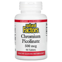 Natural Factors, Chromium Picolinate, 500 mcg, 90 Tablets UPC 068958016375 | Hilife Vitamins