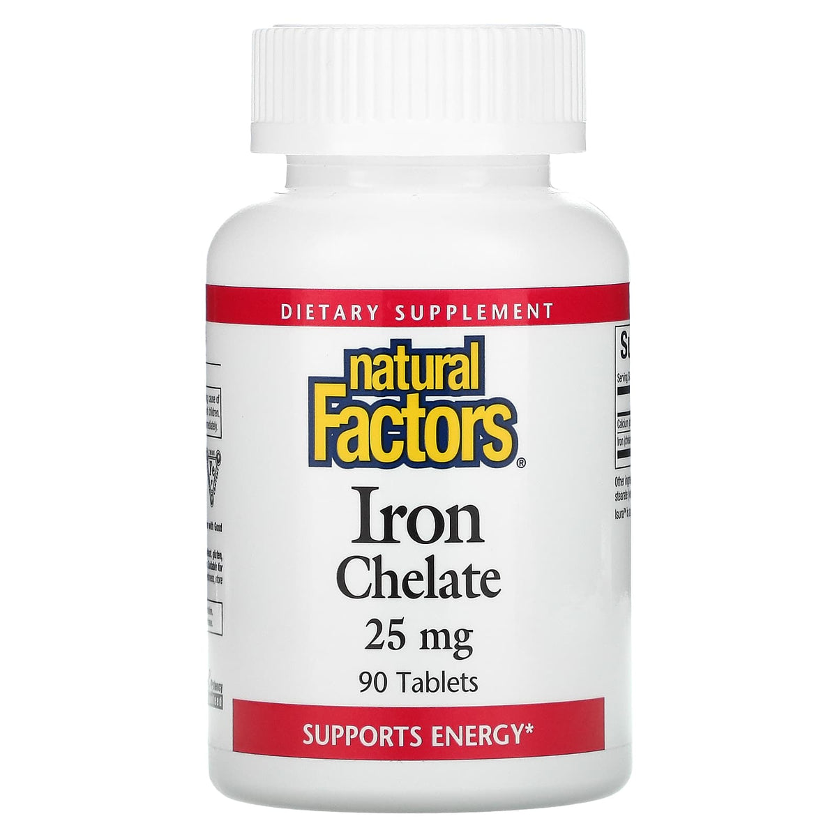 Natural Factors, Iron Chelate, 25 mg, 90 Tablets UPC 068958016405 | Hilife Vitamins