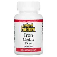 Natural Factors, Iron Chelate, 25 mg, 90 Tablets UPC 068958016405 | Hilife Vitamins