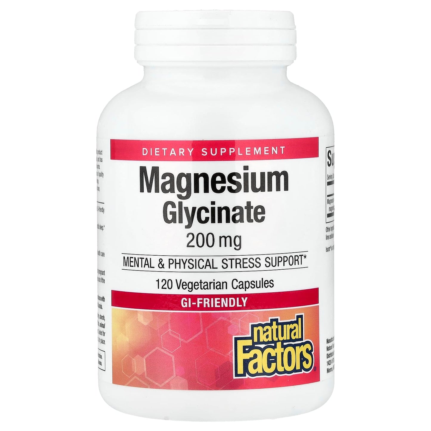 Natural Factors, Magnesium Glycinate , 200 mg, 120 Vegetarian Capsules UPC 068958016412 | Hilife Vitamins