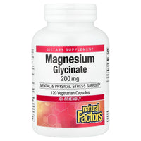 Natural Factors, Magnesium Glycinate , 200 mg, 120 Vegetarian Capsules UPC 068958016412 | Hilife Vitamins